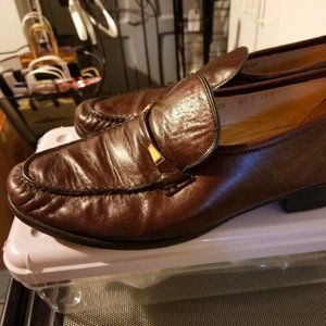 Baker Benjes Brown Leather Loafer with Gold Buckle Size 8 1/2 B